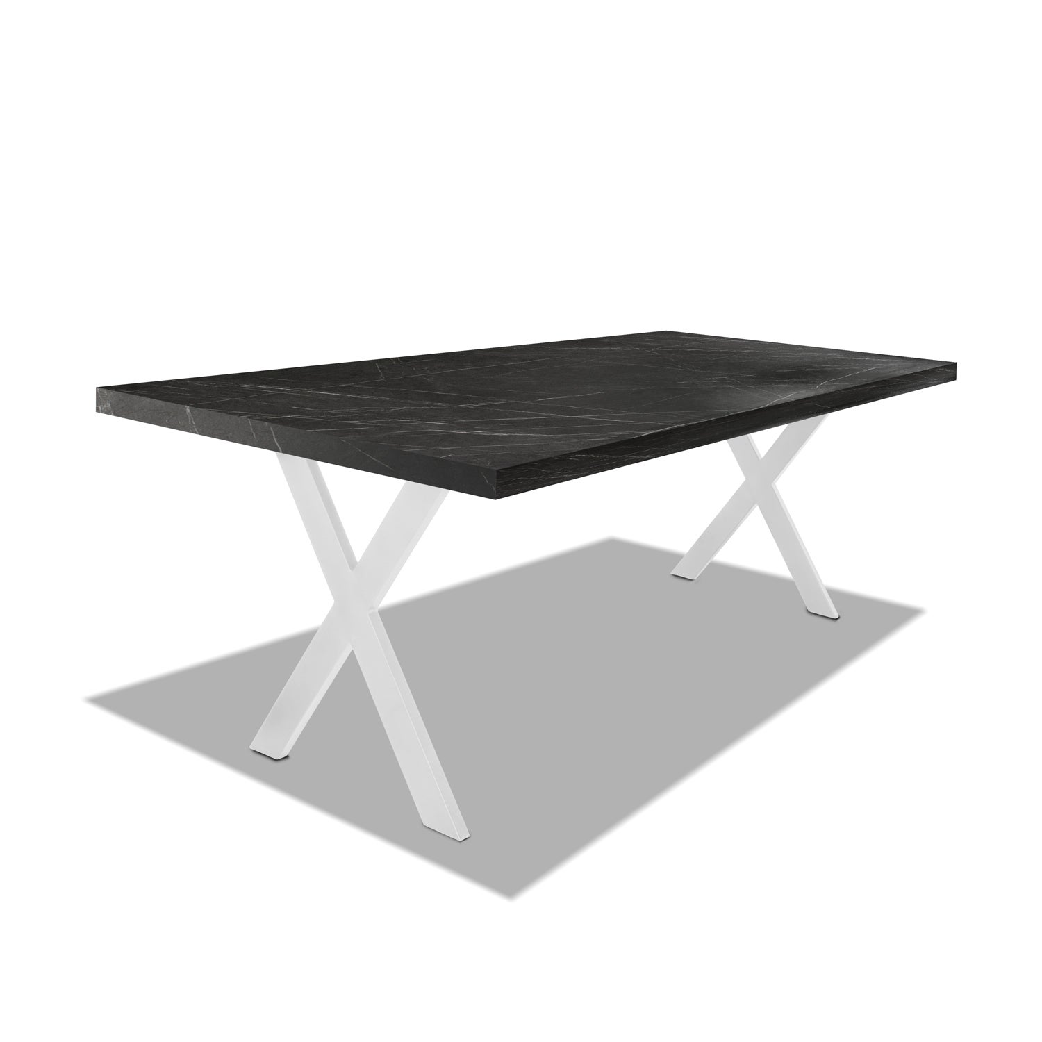 Mesa de comedor de madera y metal - patas blancas en forma de x - 220x100 cm