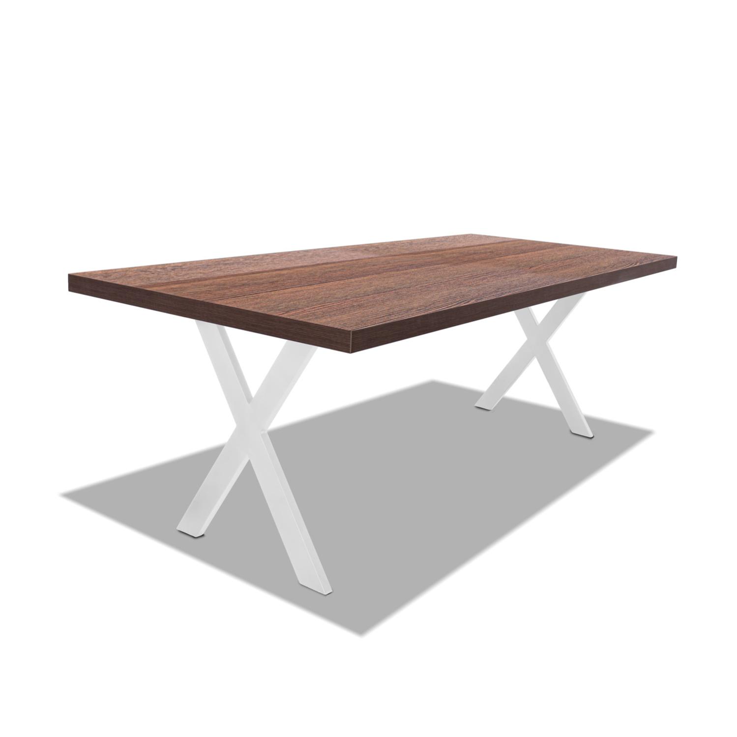 Mesa de comedor de madera y metal - patas blancas en forma de x - 160x90 cm