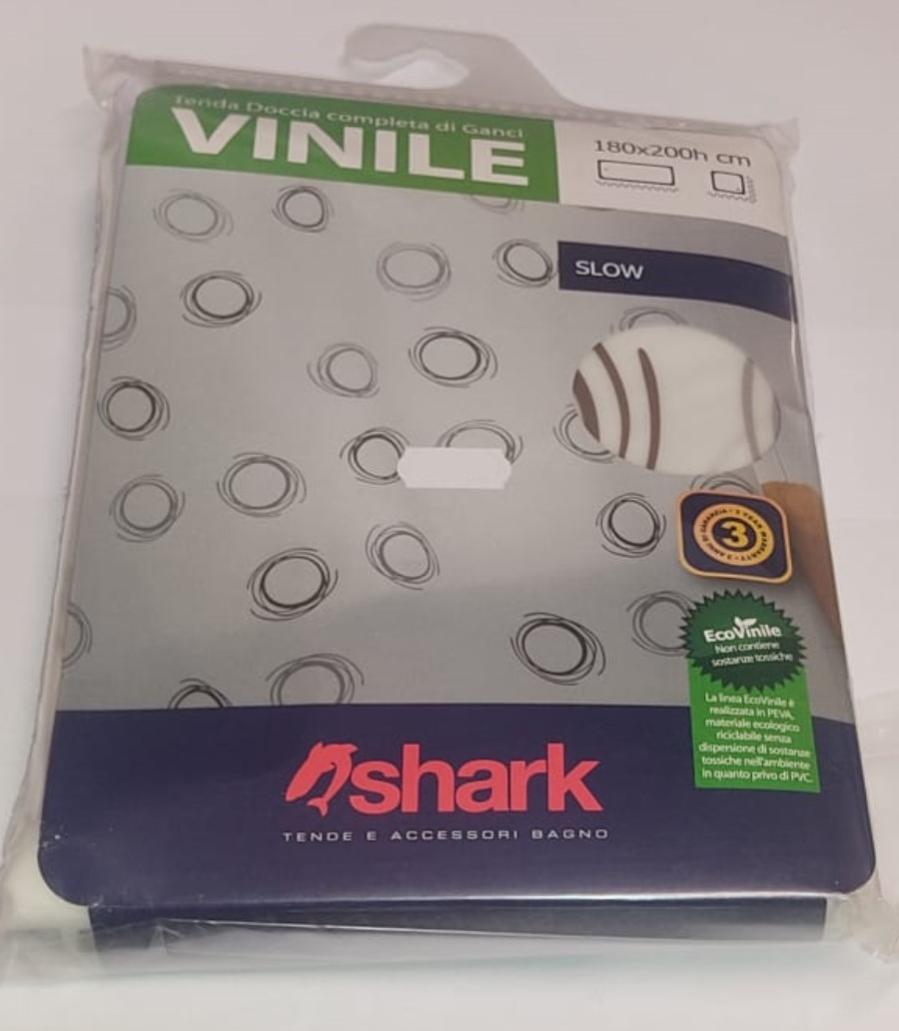 SHARK - TENDA DA DOCCIA COMPLETA DI GANCI IN VINILE LINEA "TUCANO - Foto 12