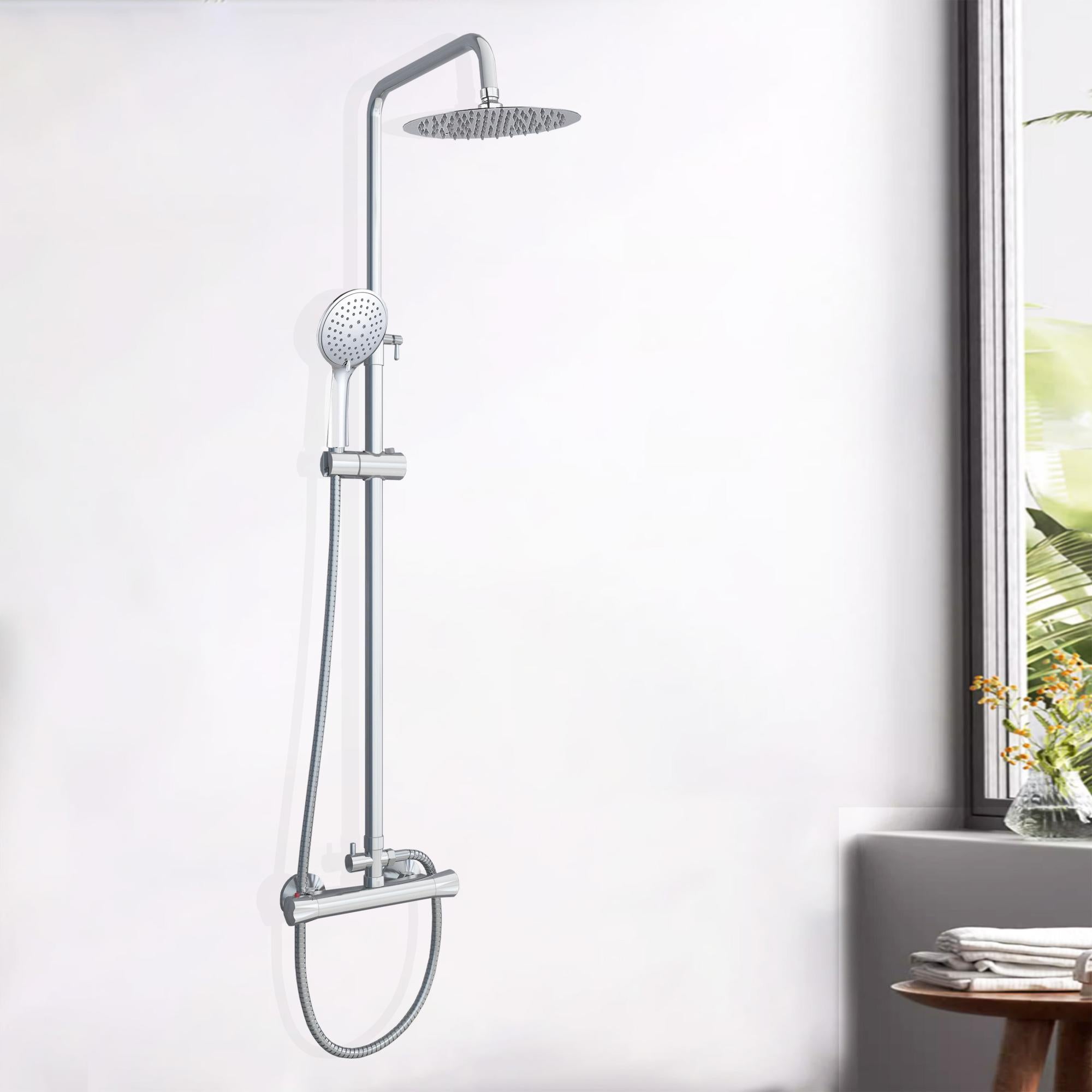 Colonne de douche thermostatique avec douchette à main, douche de tête