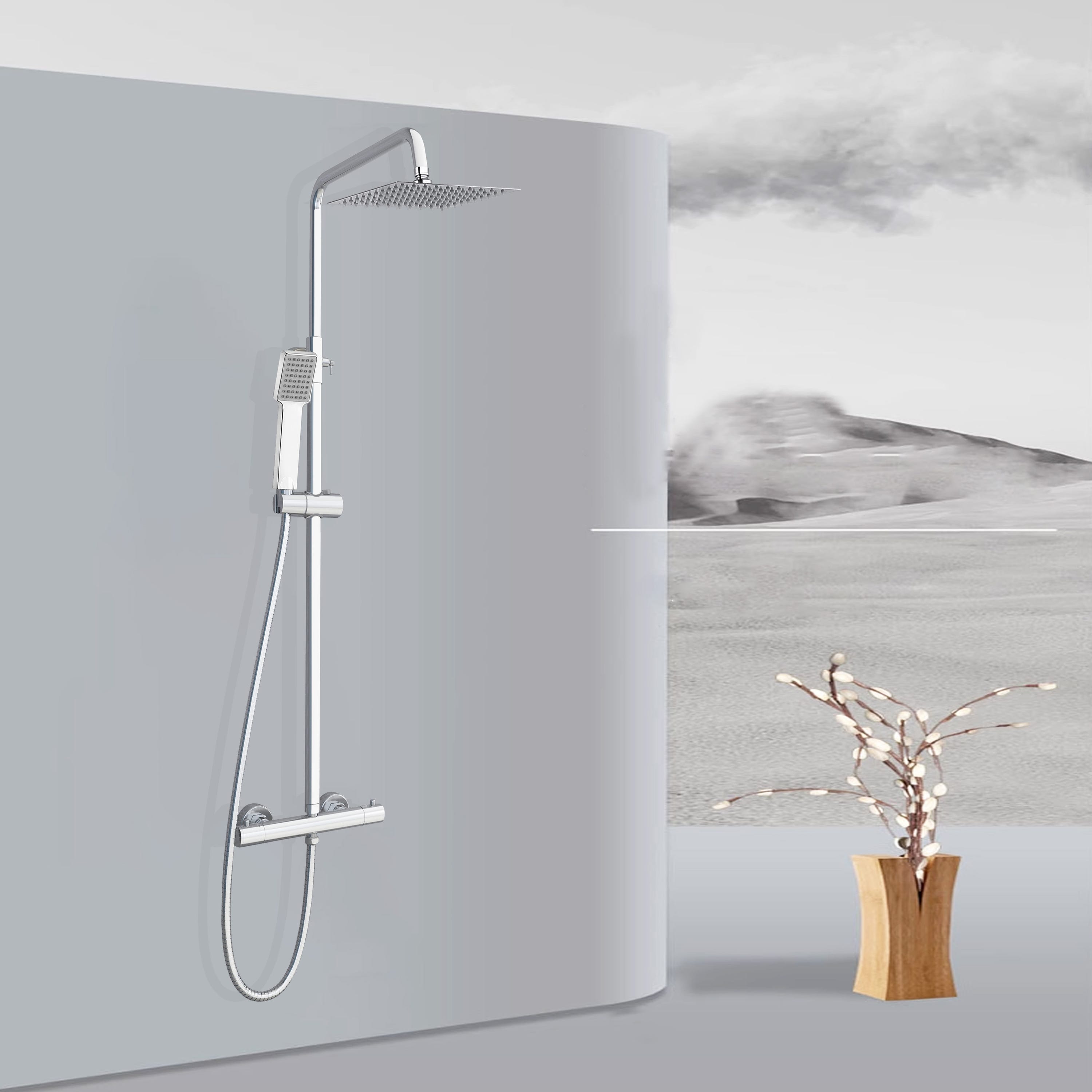 Colonne de douche thermostatique Ocean pour salle de bain, économie d'eau  en laiton, ensemble de système de douche tactile froid