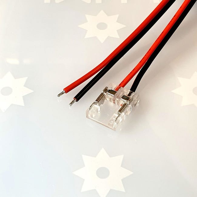 Raccord rapide ruban LED mono étanche 10mm vers fil électrique