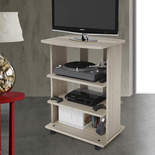 Mobile porta Pc e stampante in legno olmo. Carrello mobiletto porta tv ...