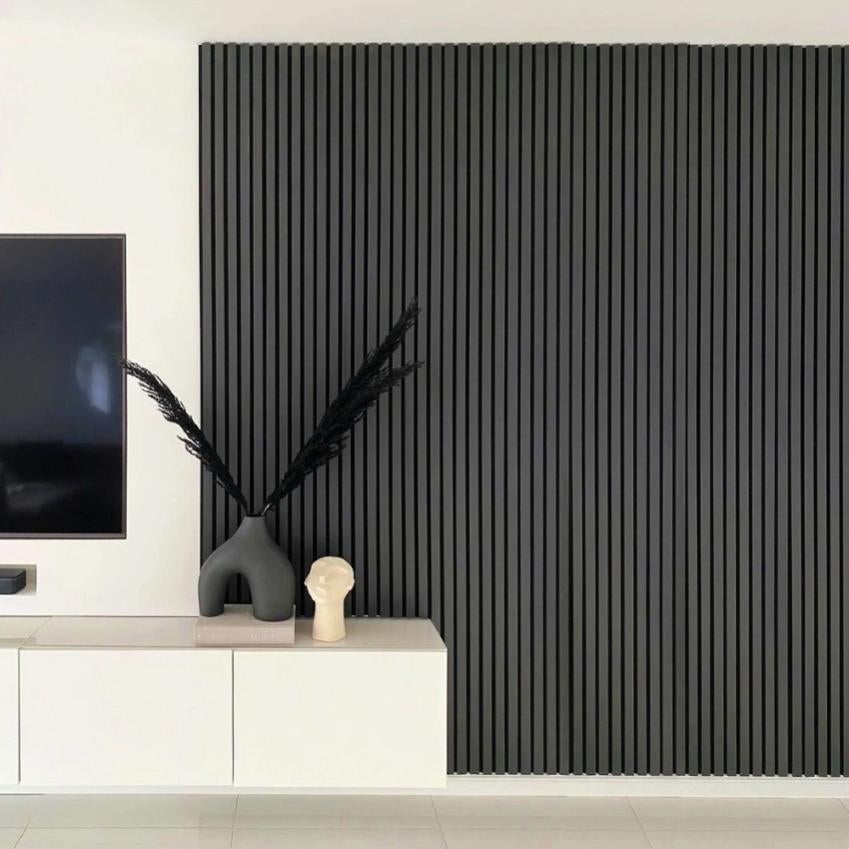 4 x pannello murale decorativo fonoassorbente 240x60cm legno ebano ...