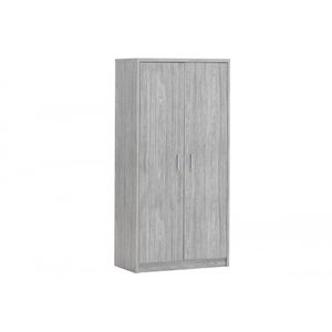 Armoire d'angle KENORA avec 2 portes miroirs en décor gris métal mat