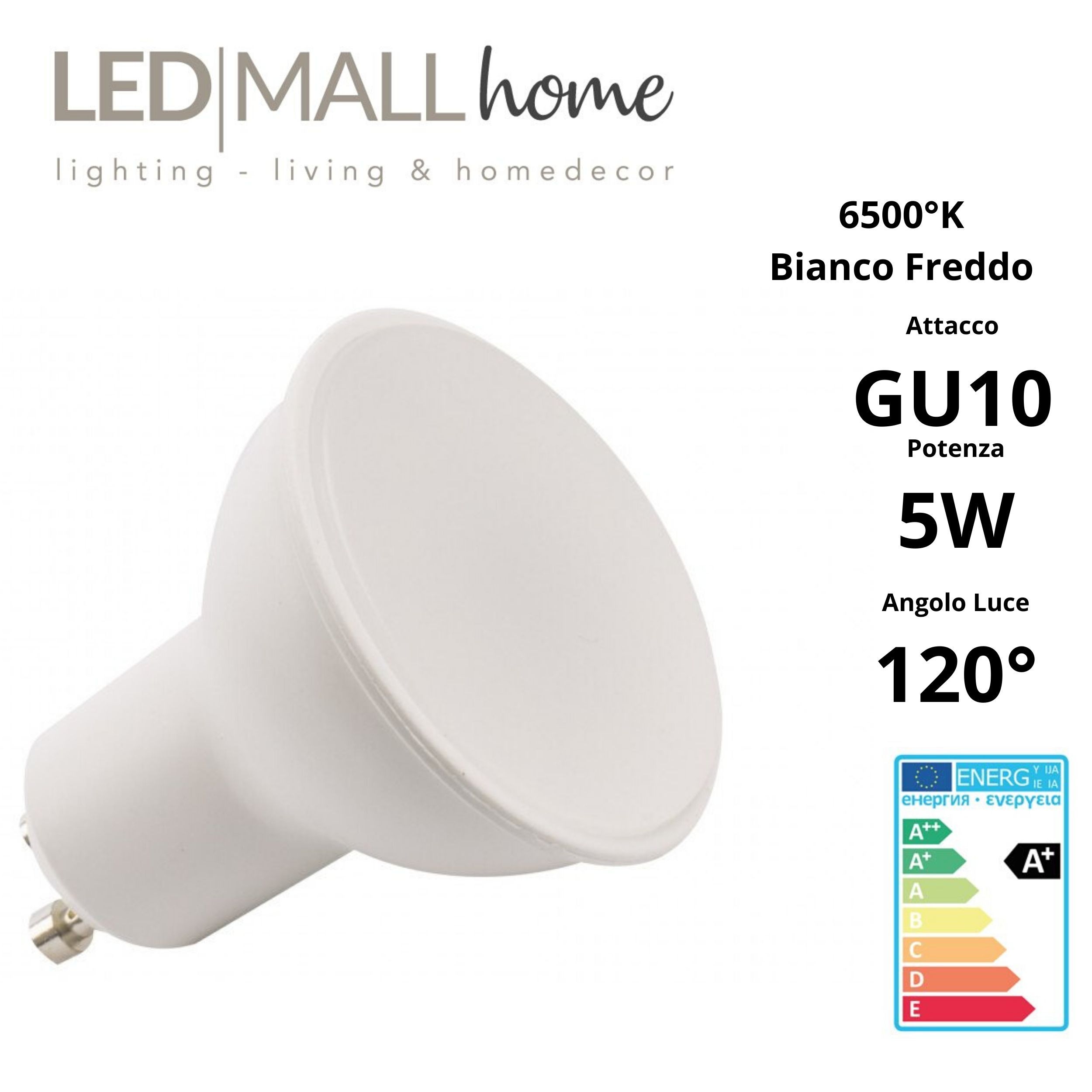 Faretto GU10 LED 5W 230V Luce Fredda 6000K 110° V-TAC