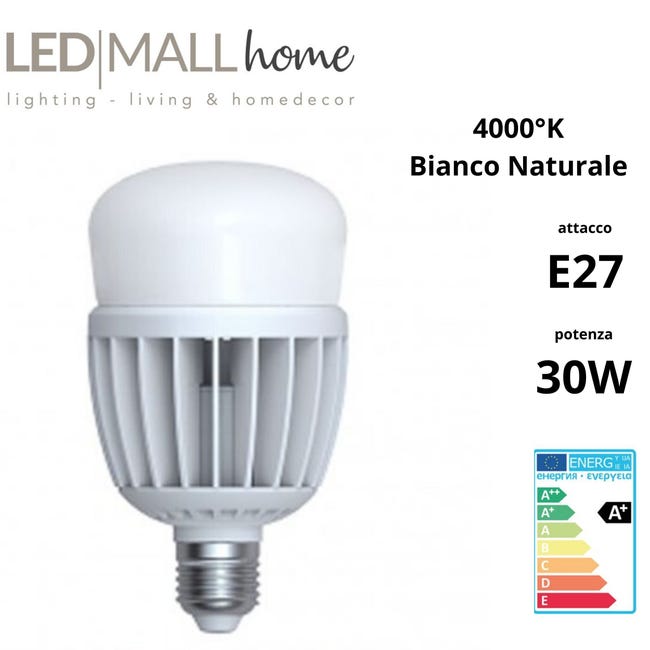 Lampada led tubolare E27 30W 4000K Luce Naturale Lampo