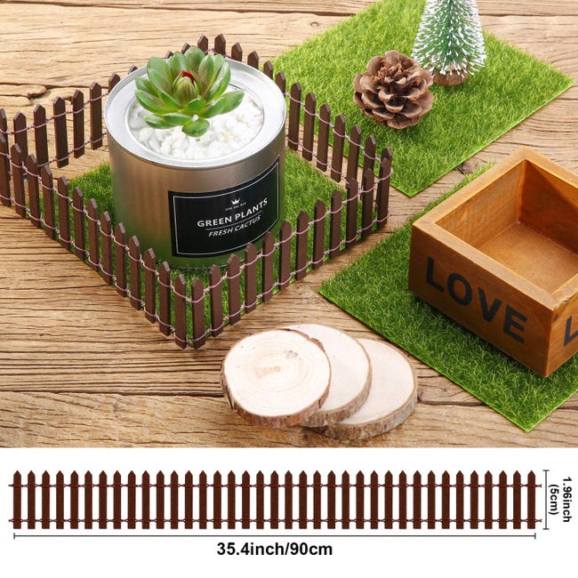 Clôture de jardin miniature en bois, bordure de clôture, bonsaï, décoration  de jardin, ornement de 90 cm de Long, marron