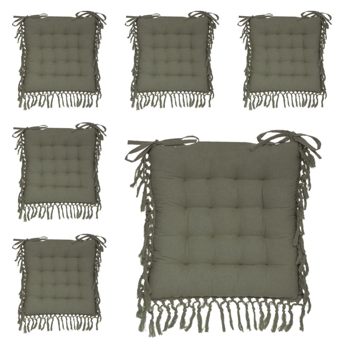 Galette De Chaise En Coton Atmosphera - Vert Kaki, Diamètre 38 Cm - Coussin Rond Déco Pour Siège, Confort Et Style