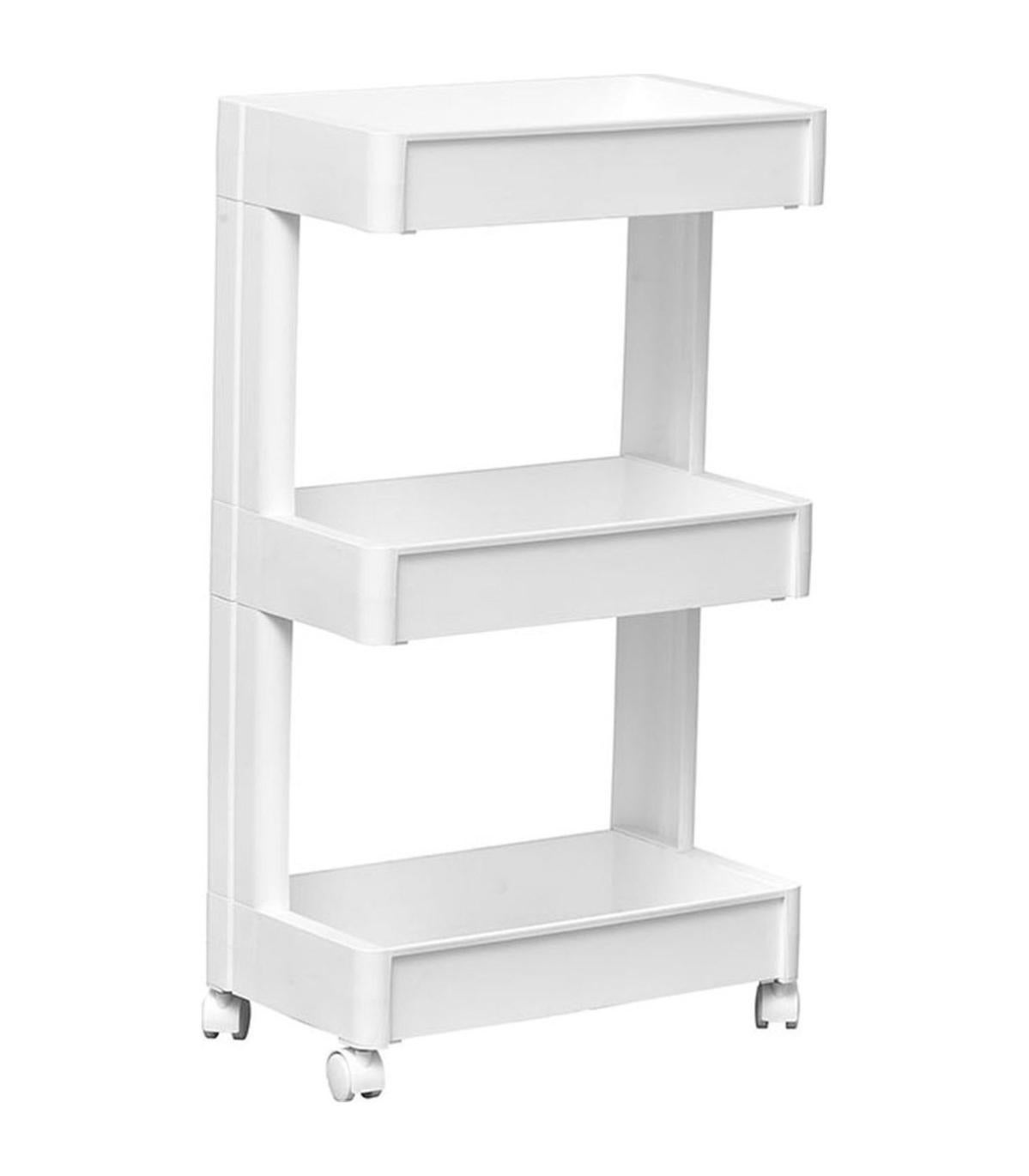 Meuble de Rangement Blanc Multifonction 3 Niveaux sur roulettes H 79.5