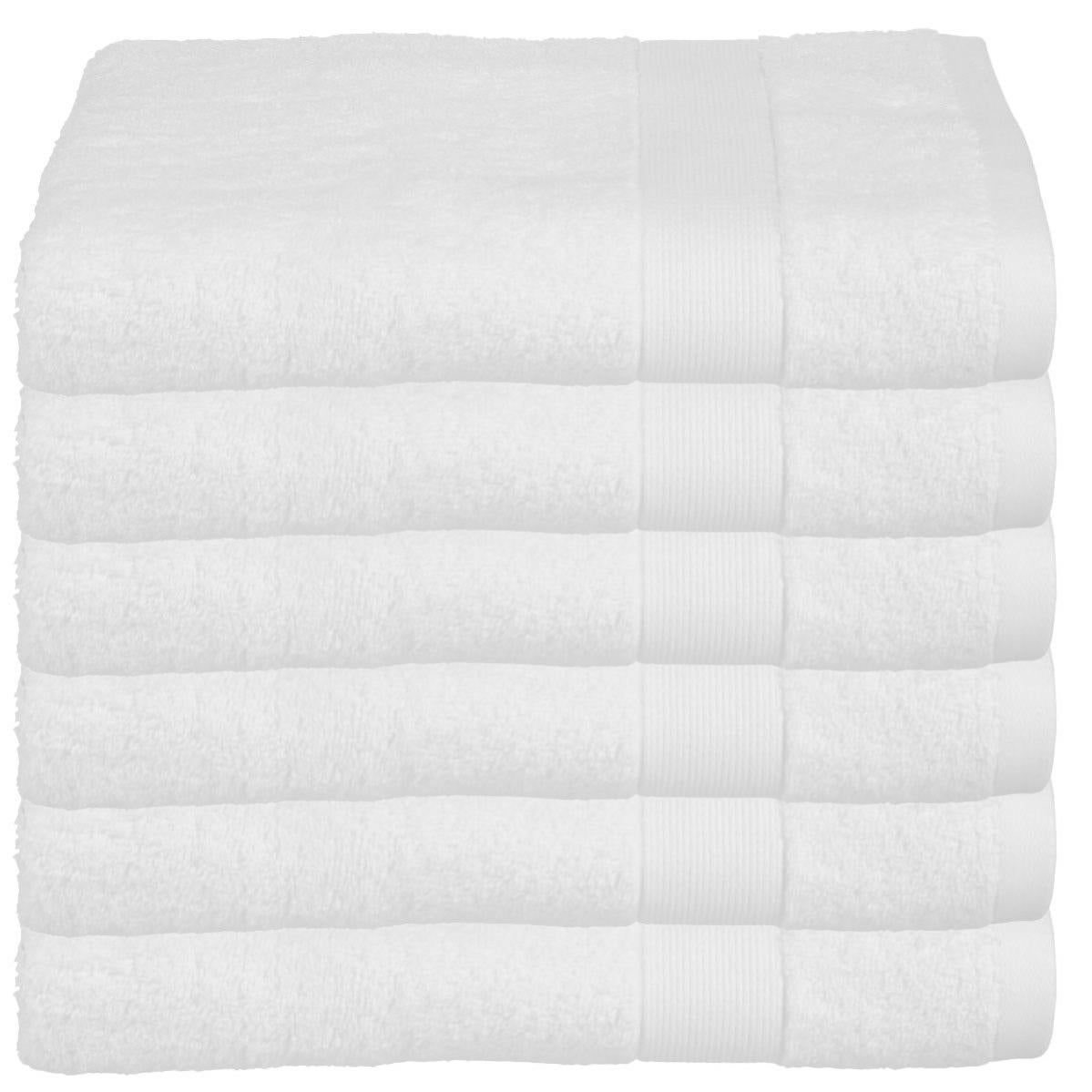 Lot De 6 Draps De Bain Tissu Éponge 100% Coton Bleu Marine 70 X 130 Cm