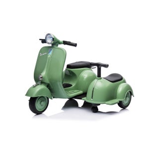 Piaggio Verde Vespa con Sidecar Moto Elettrica da Bambini a Batteria 12 V