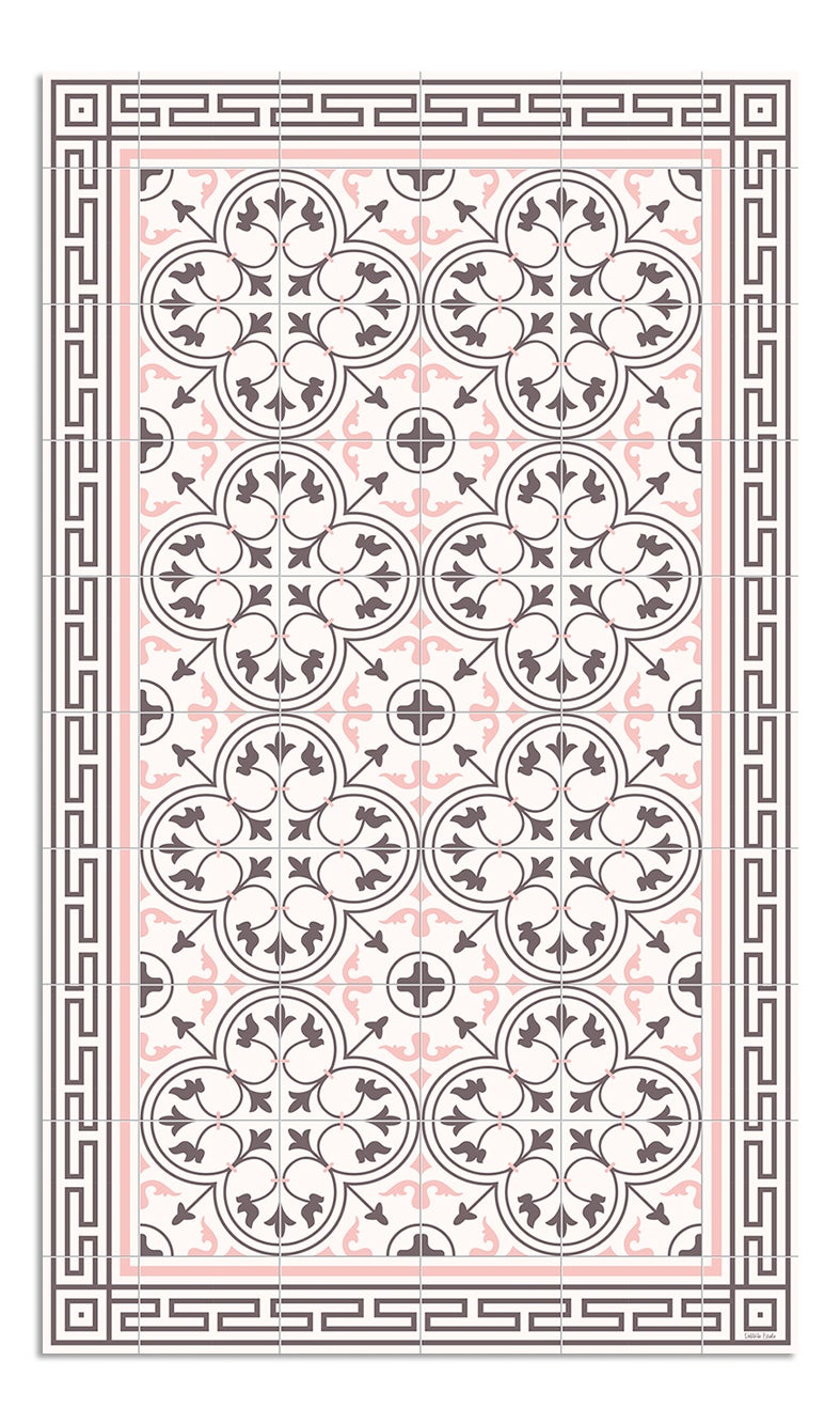 Alfombra de vinilo hidráulica 50 beige 65x300 cm pvc cocina salón comedor