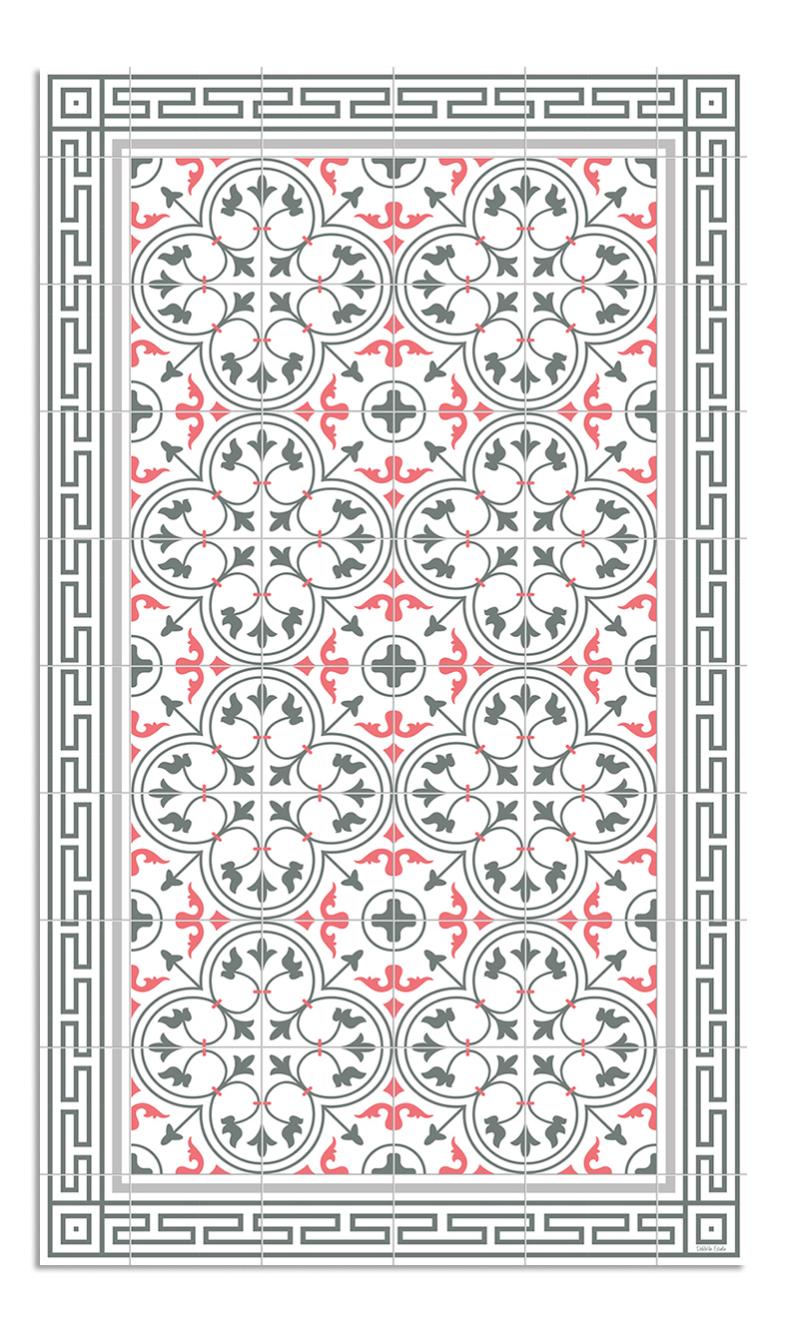 Alfombra de vinilo hidráulica 50 rosa 200x200 cm pvc cocina salón comedor