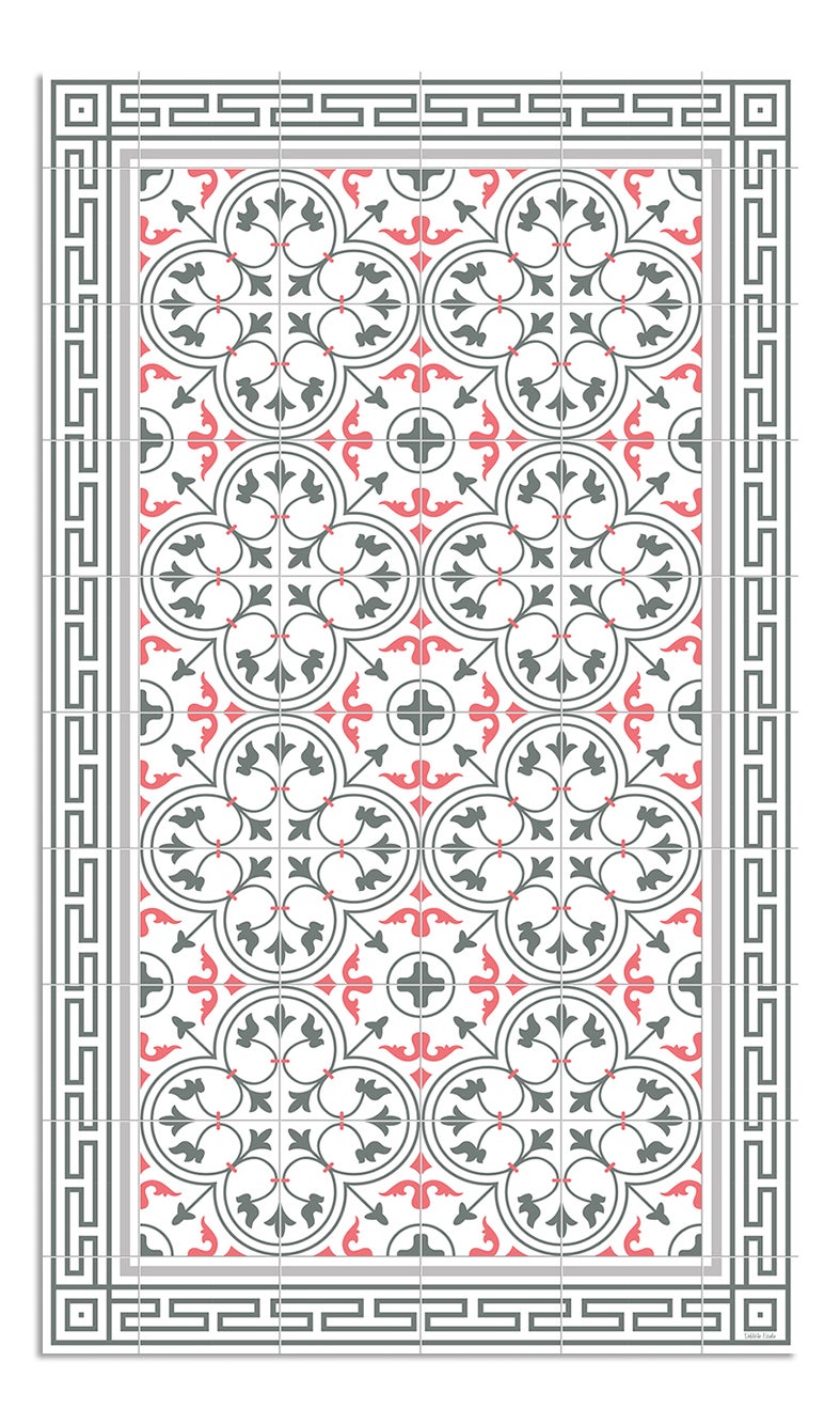 Alfombra de vinilo hidráulica 50 rosa 65x300 cm pvc cocina salón comedor
