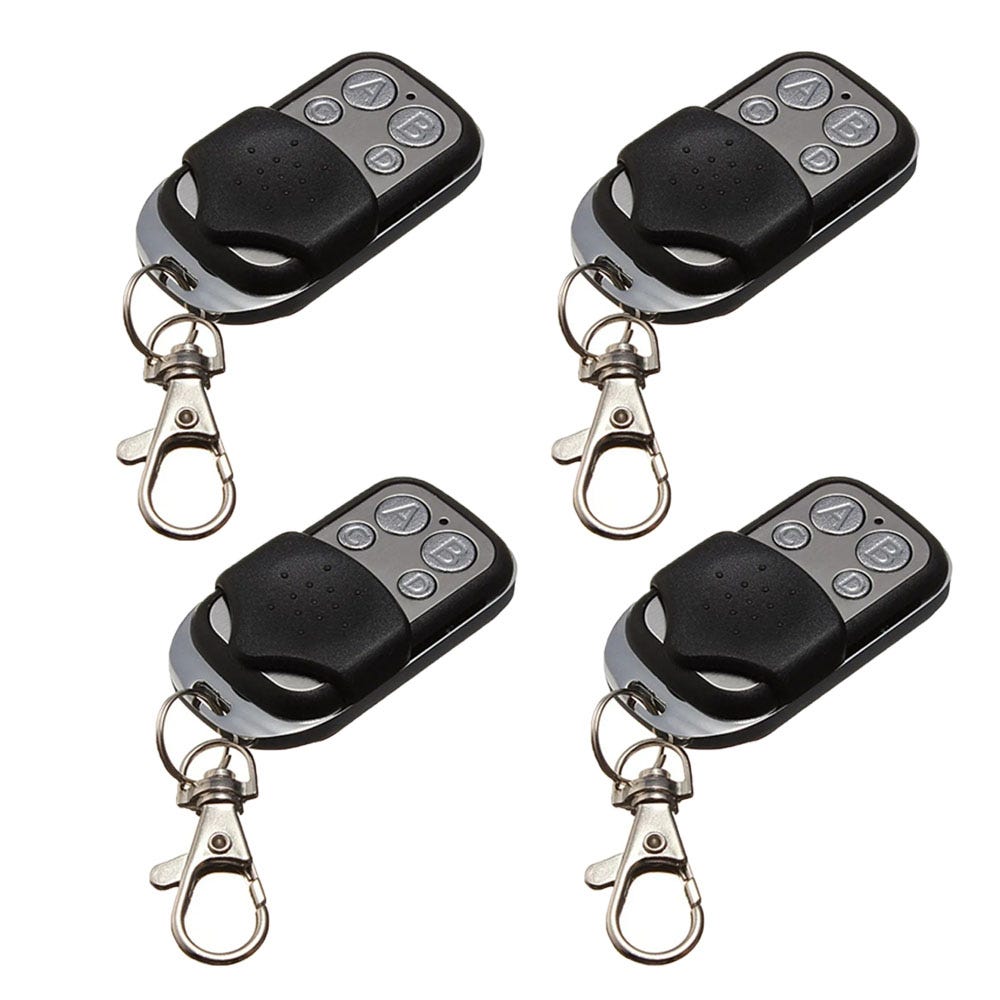 Télécommande porte-clés, 4 pièces universel clonage télécommande sans fil  porte-clés pour porte de garage de voiture 433 mhz