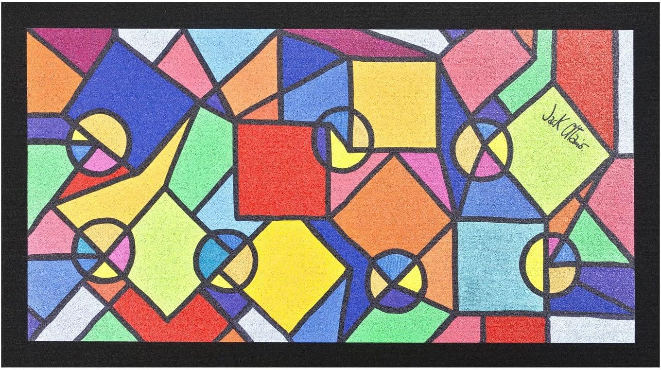 Felpudo de goma reciclado 40x70 cm sostenible antideslizante entrada casa rectangular pop art jack ottanio dib_torre di vetro (b)