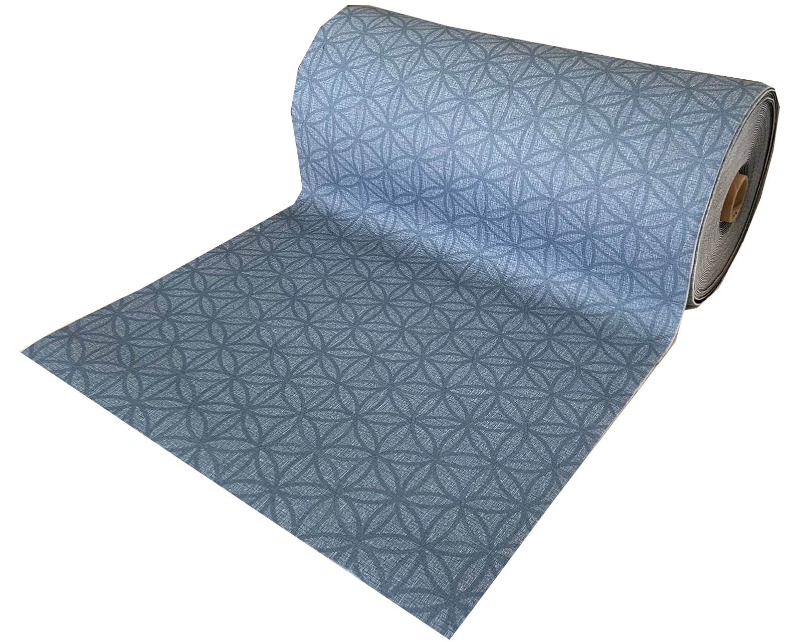 Alfombra moqueta antideslizante por metros para cocina y pasillo - Mosaico  Geométrico Azul 7080010-2