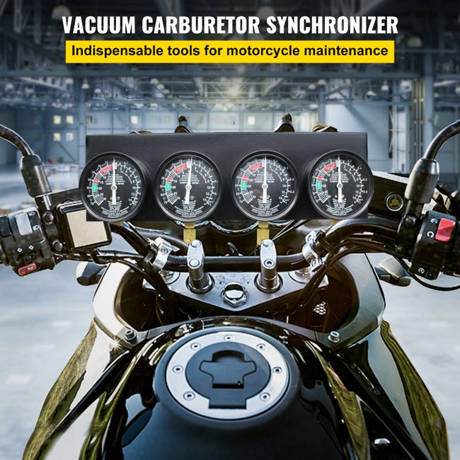 VEVOR Kit Jauges Vide Synchronisation Carburateur 4 Pièces - Dépressiomètre  avec Adaptateurs, Synchronisateur Carburateur Moto, Voiture