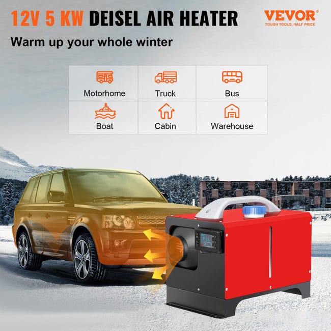 VEVOR Réchauffeur d'Air Diesel Chauffage de Stationnement 5kW Télécommande  Auto