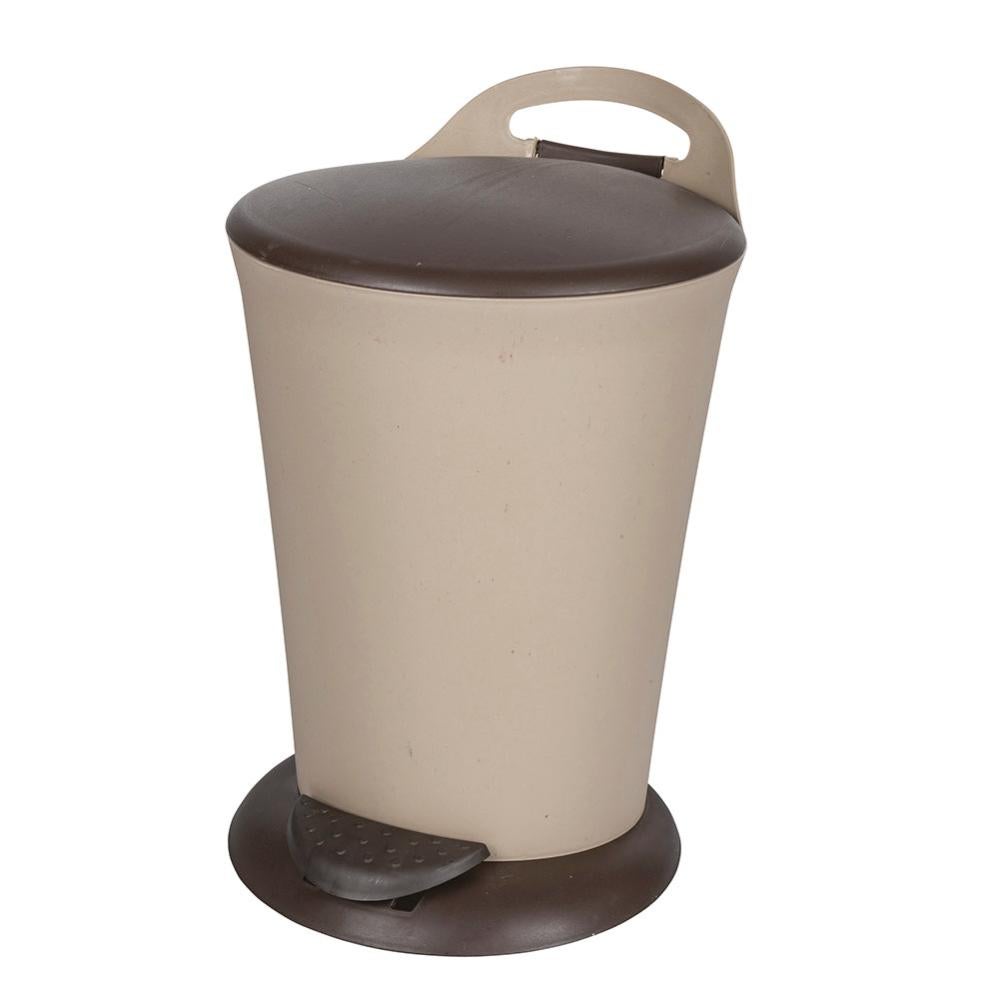 Pattumiera A Pedale In Rattan 6 Litri - Marrone Con Secchiello Estraibile Per Bagno O Cucina - 3