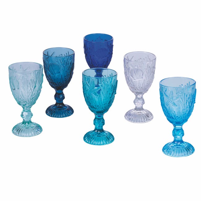 Bicchieri calici in vetro colorato set 6 calici acqua e drink 280