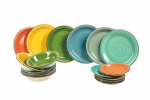 Set di piatti piani quadrati in porcellanaSet di stoviglie in ceramica da  18 pezzi per 4