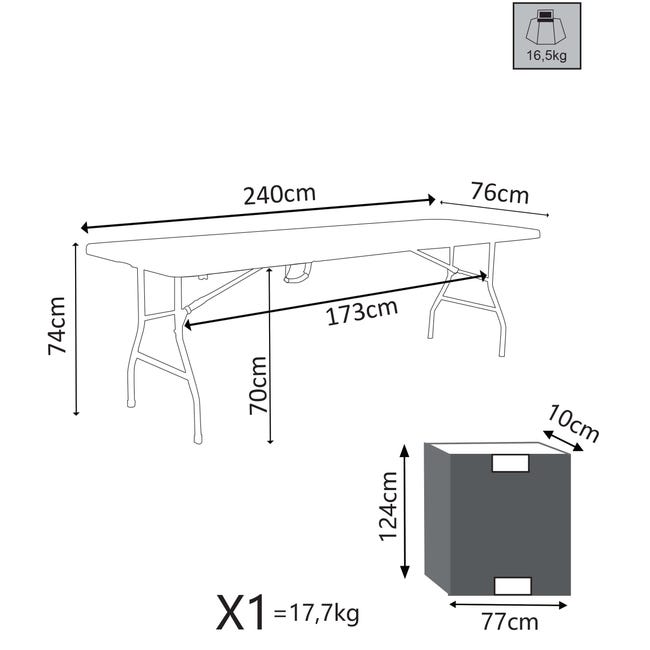 Table restauration pliante 240x76 cm