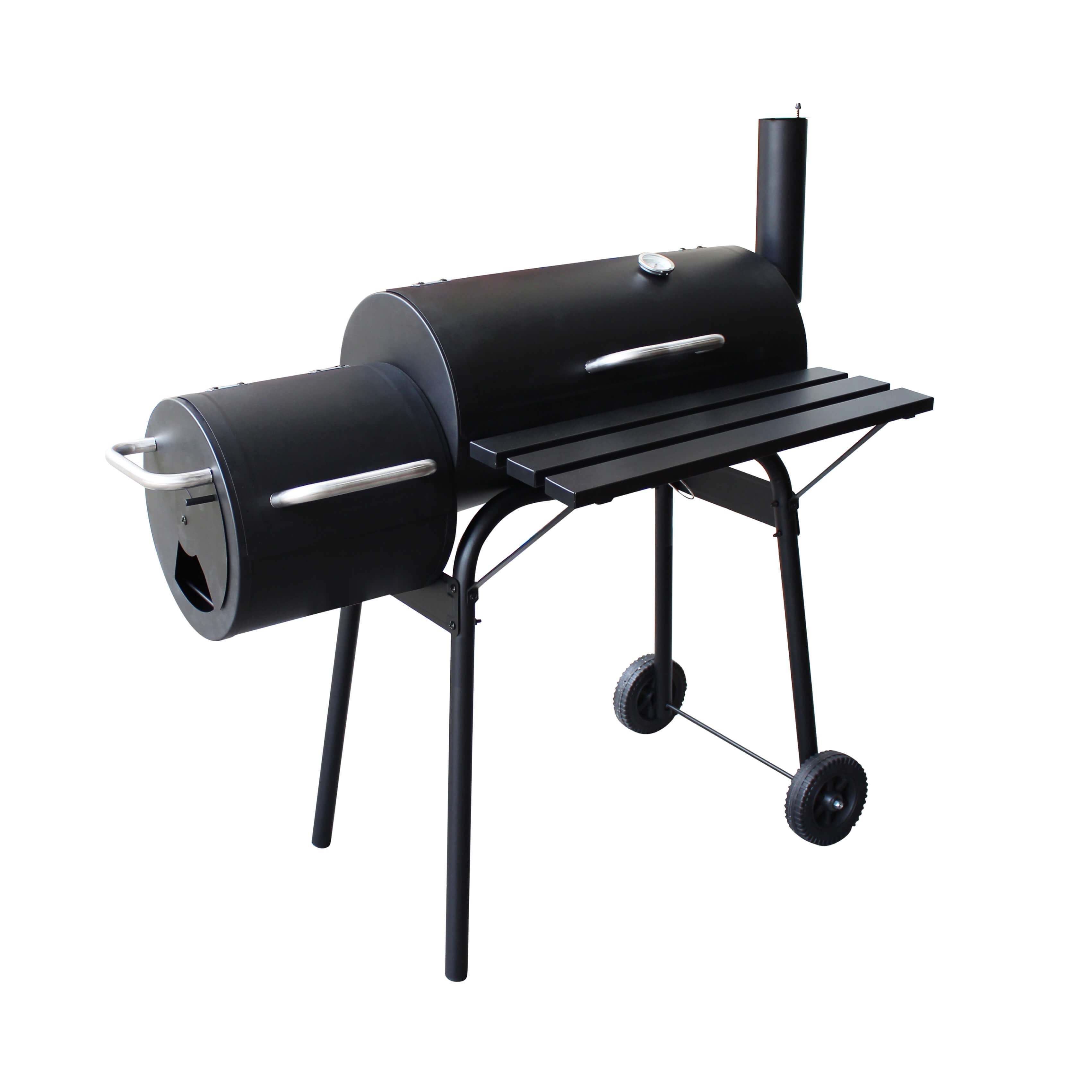 Barbecue à Charbon en Bois avec Fumoir Déporté, Barbecue Portable avec  Caisse de Feu Latérale Table