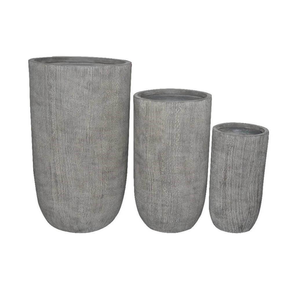 Set 3 Federica Clay Fibre Garden Vases Leroy Merlin
