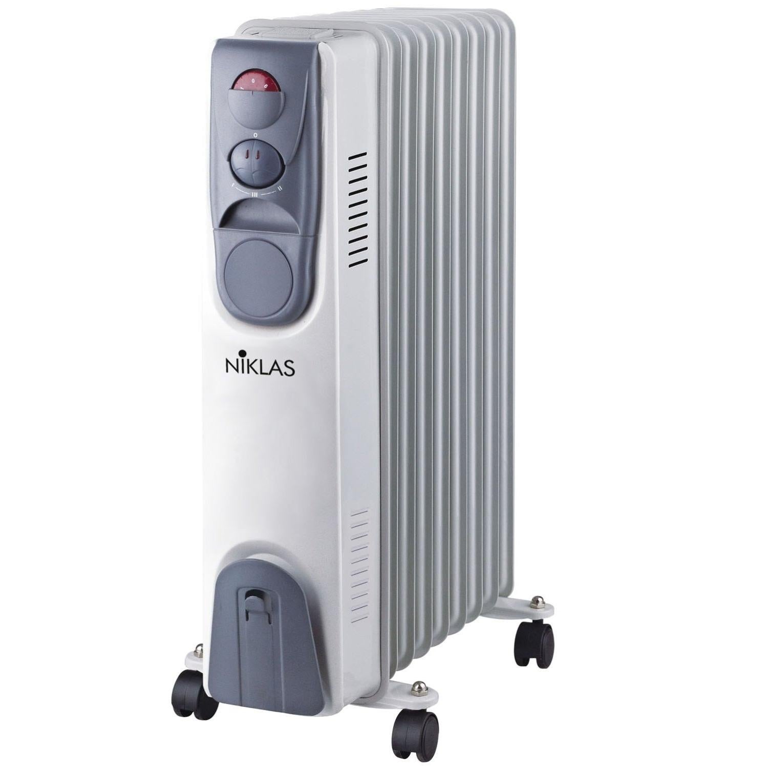 Radiatore A Olio Orbegozo RN 2500, 11 Elementi, 2500W, Termostato, Rotelle E Raccordi, Nero