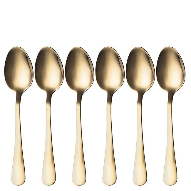 Set 6 cucchiaini da caffè in acciaio inossidabile 5TH Avenue in varie  colorazioni 14x1,9 cm - Oro satinato