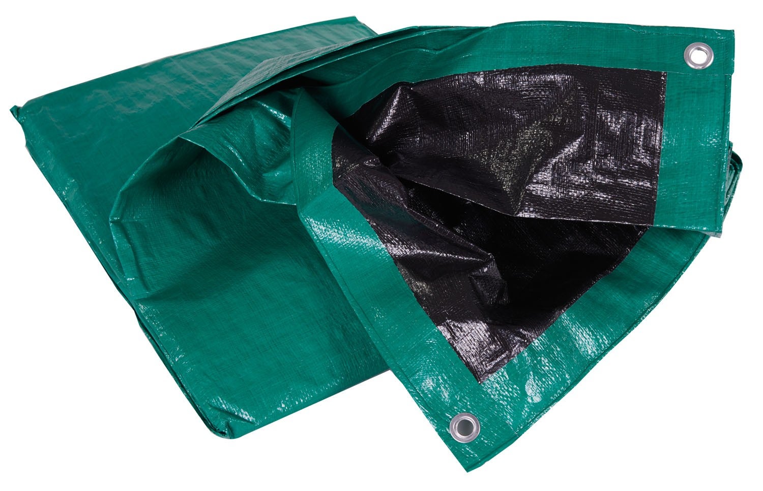 Telo occhiellato pesante impermeabile rinforzato in polietilene verde nero  per copertura e protezione Brixo - 6x8 mt