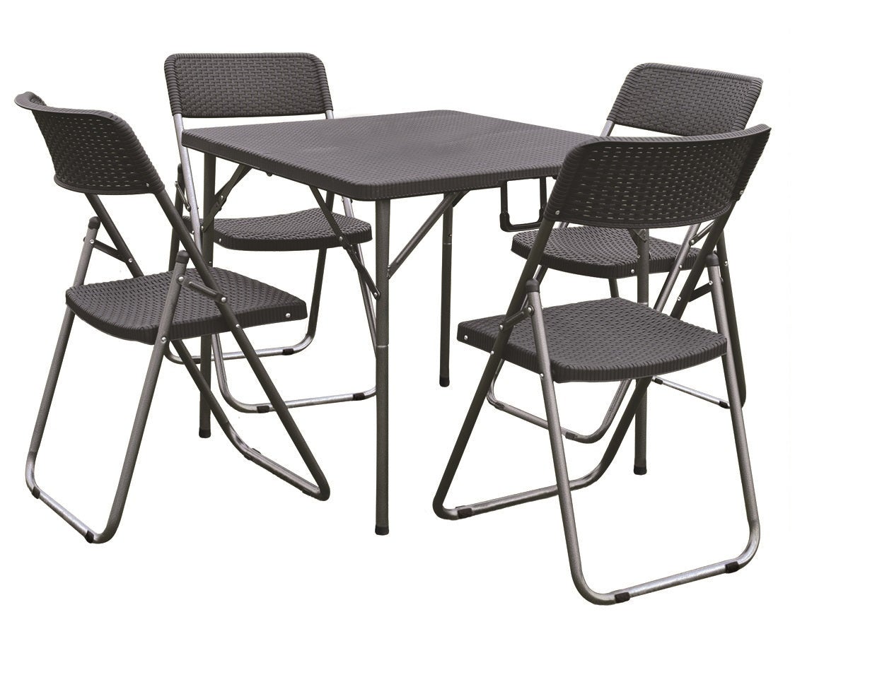 Mesa plegable con sillas incl. juego de resina de acero mesa con 4 sillas  antracita Jardín Aquí tienes