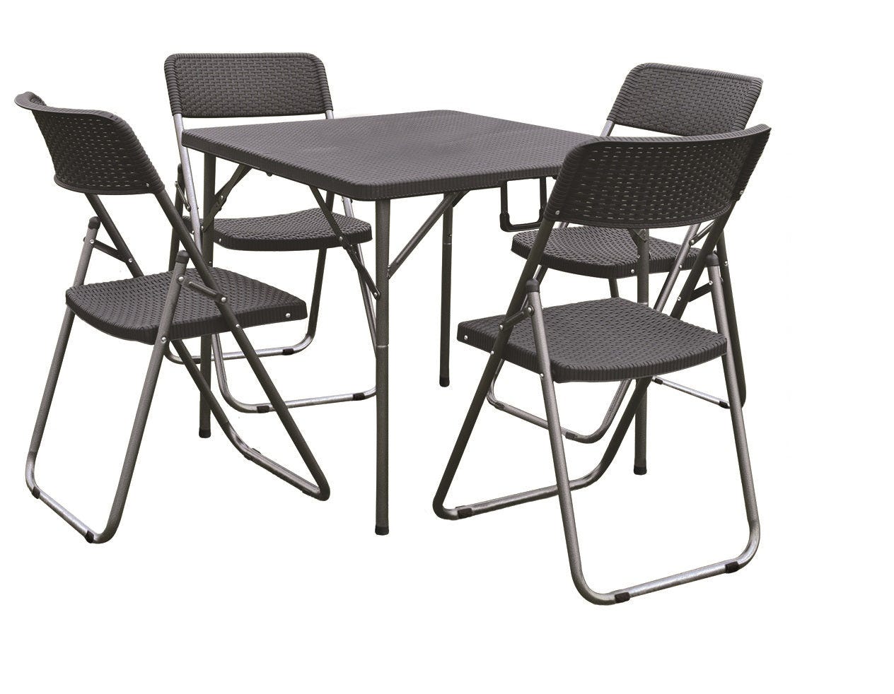 Table pliante avec chaises incluses table en résine d'acier set de 4 chaises  anthracite Garden Here you go