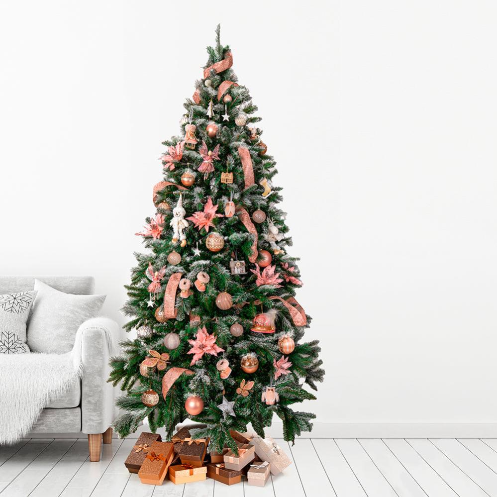 Marco Paul - Albero di Natale artificiale, 180 cm, facile da montare, con rami spessi agganciati, supporto in metallo e neve finta, alberi verdi e bianchi per decorazioni natalizie e decorazioni