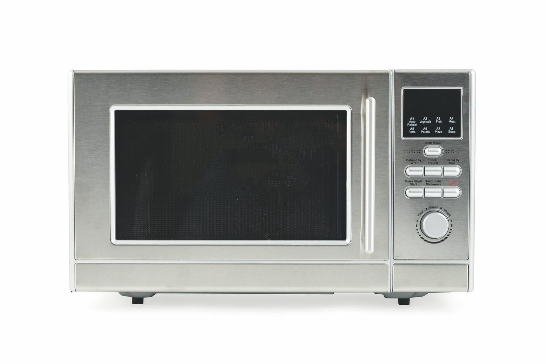 Commercial Chef Forno A Microonde Compatto 0,7 M³ 700W - Acciaio Inox, 6 Programmi Automatici, Sicurezza Bambini, Piatto Girevole 24 Cm