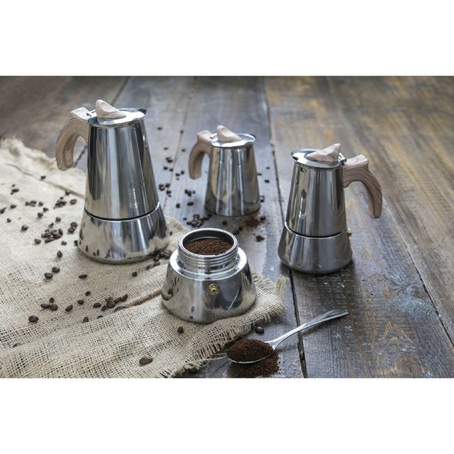 Cafetera moka italiana SìChef de acero también para inducción - 4 tazas