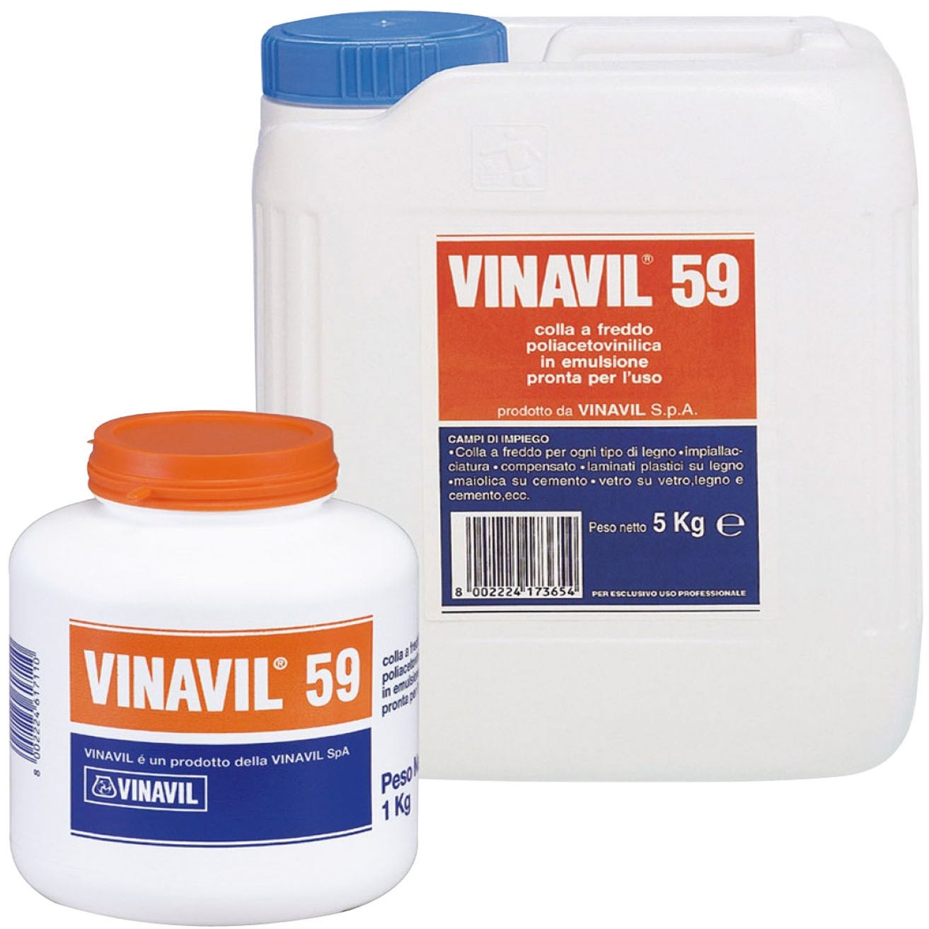 Colla Vinavil 59 adesivo acetovinilico in barattolo o tanica - 5 kg