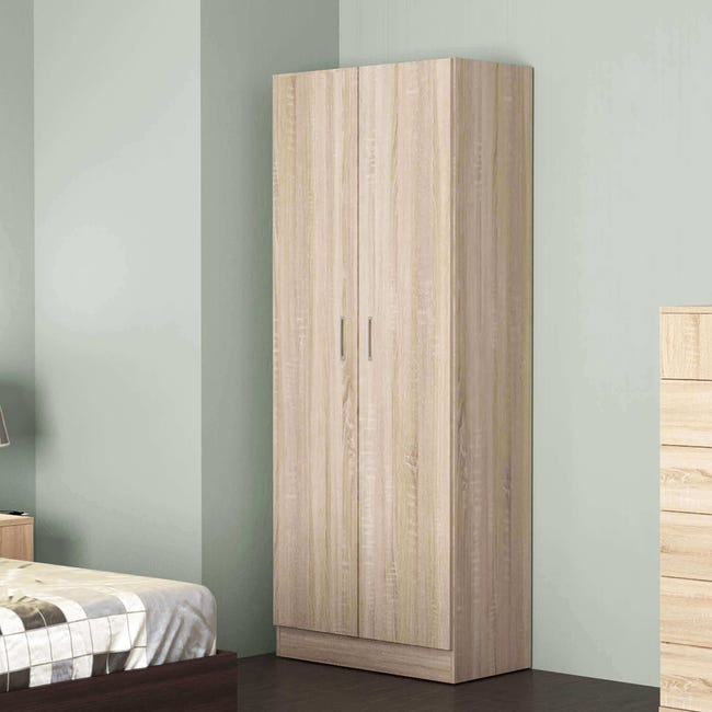Interior armario ropero 2 puertas en madera laminada con barra de colgar  Classic Line - Gris