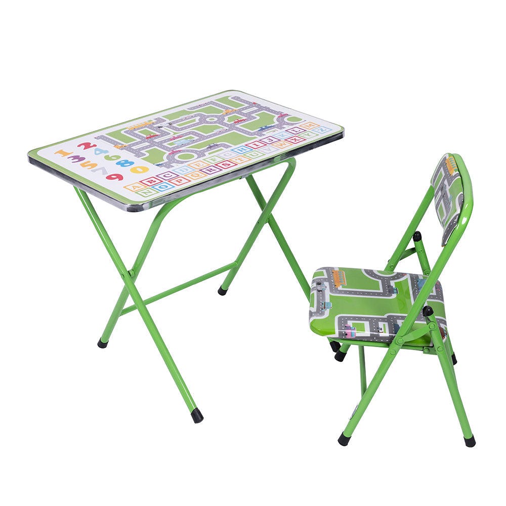 Mini juego de escritorio y silla plegable con estructura de metal decorado  para niños - Rosa - Estrellas y Nubes
