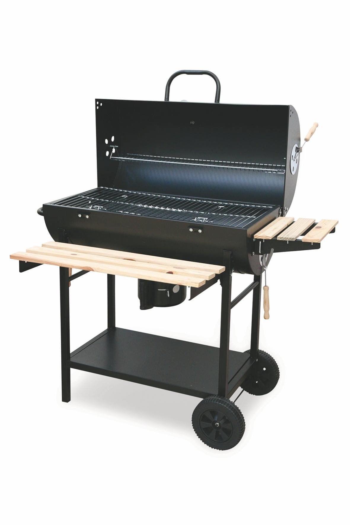 Barbecue Rip Walker's Barbacoa Barbacoa rectangular con ruedas y tapa 2 estantes de madera ...