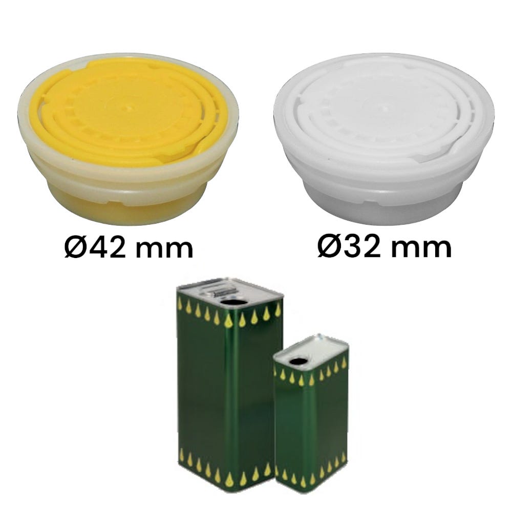 Tappi in plastica per lattine olio Ø32/42 mm - Ø42 mm confezione 1800 pezzi
