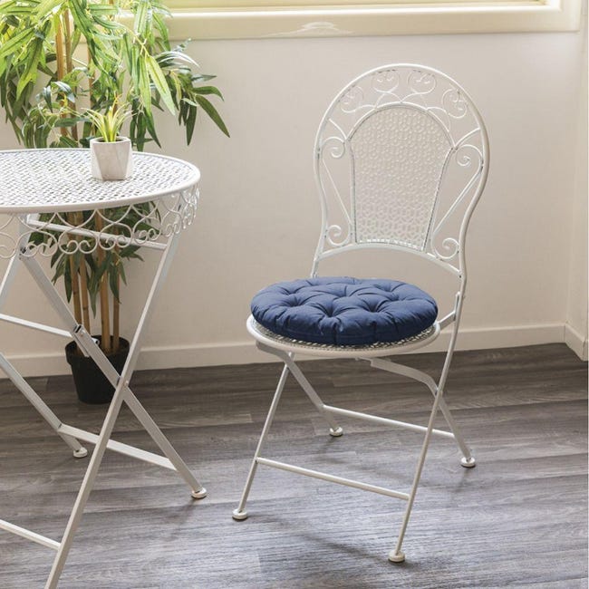 Cojín redondo Ø40 cm para sillas de jardín de algodón OutDoor - Blanco