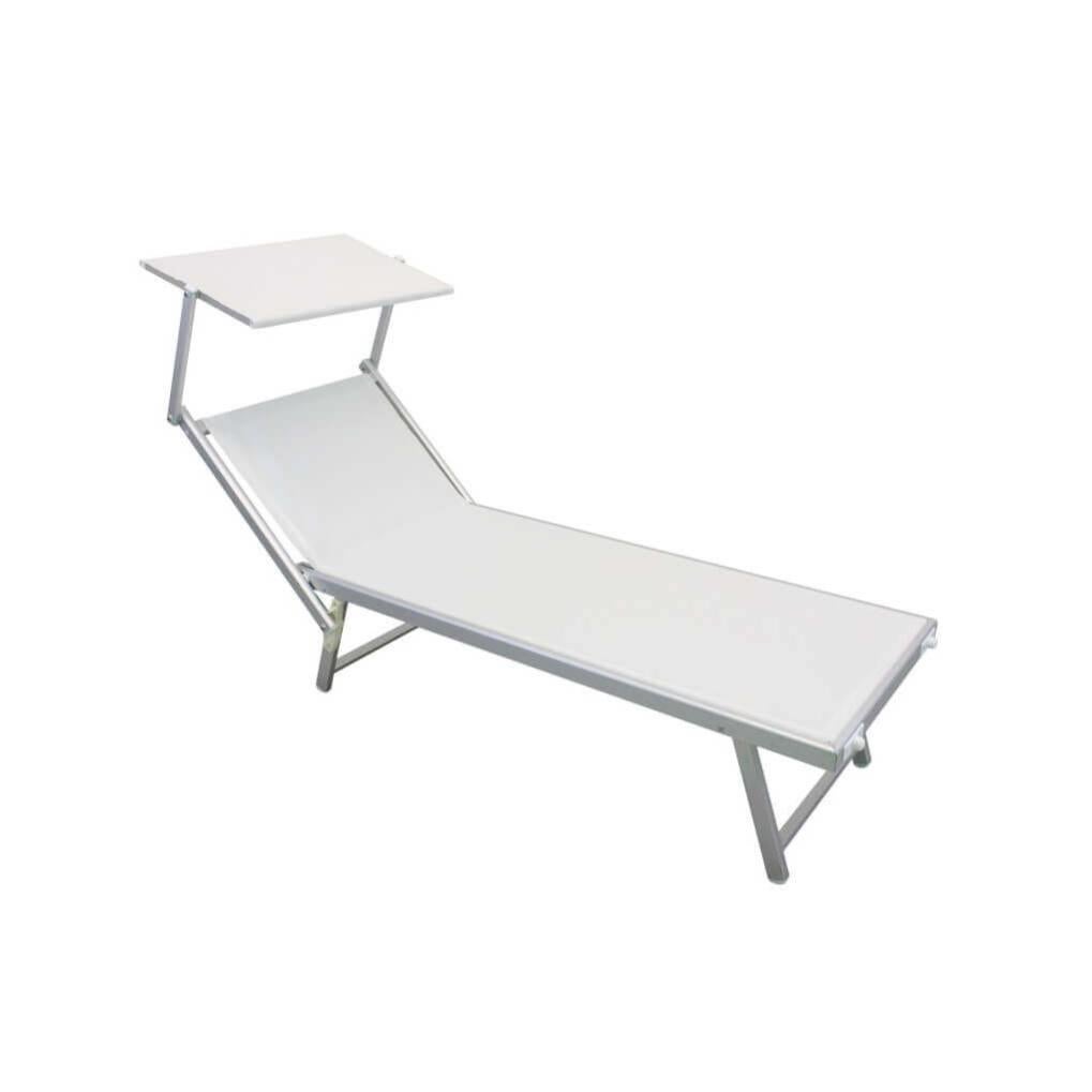Lettino Prendisole Pieghevole Con Parasole - Textilene, Alluminio, 182x60cm - Portata 150kg
