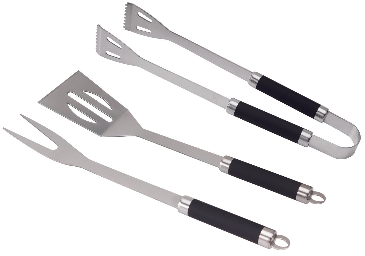 Set barbecue griglia BBQ pinza spatola forchettone in acciaio inox