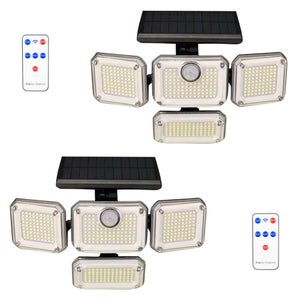 Projecteur Solaire Extérieur Avec Détecteur De Mouvement - 4 Têtes Réglables, 800 Lumens, étanche IP65 | Pour Jardin, Allée, Garage, Sécurité Maison