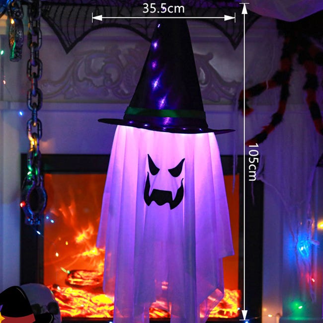 Halloween iluminar a decoração - Luz Led Decoração Iluminada Halloween   Fantasma com chapéu bruxa, suprimentos para festa Halloween, janela árvore  ao ar livre Thaely : : Casa
