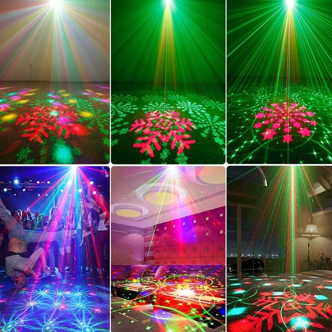 Luces de Fiesta Disco para Dj, luz estroboscópica para escenario, proyector  de luz láser activado por sonido con Control remoto para barra de Navidad