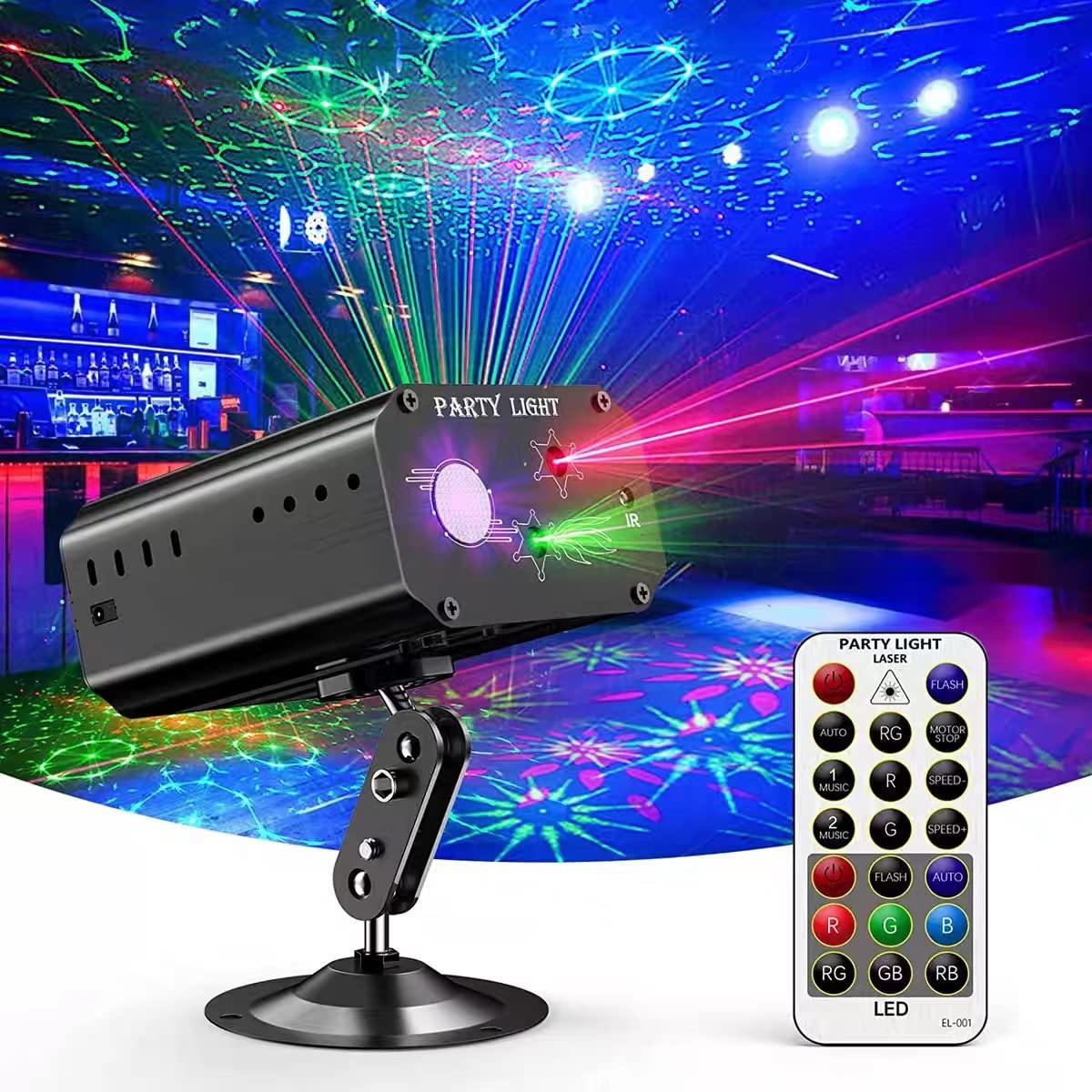 Lumières de fête Dj Disco, lumière stroboscopique de scène, projecteur de  lumière Laser activé par le son avec télécommande pour Bar de noël